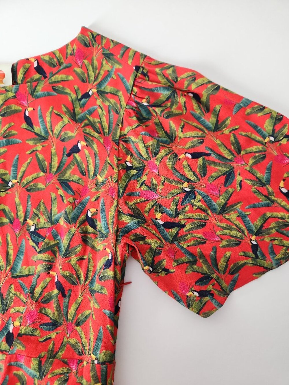 FARM Rio Tucano Paradise Midi Dress tropical parrots palm leaves print size S - Picture 7 of 15